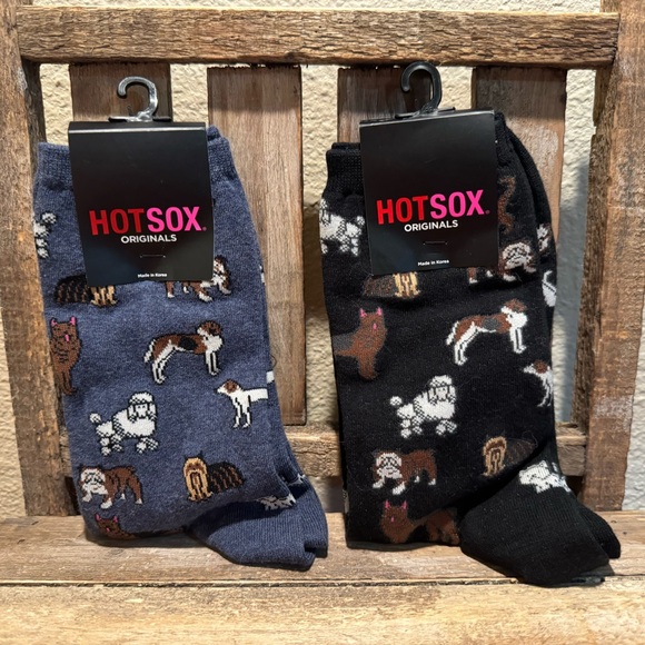 Dog Themed Socks Set Of 2, Novelty Crew Socks, Hot Sox, Dog Socks - Picture 1 of 12